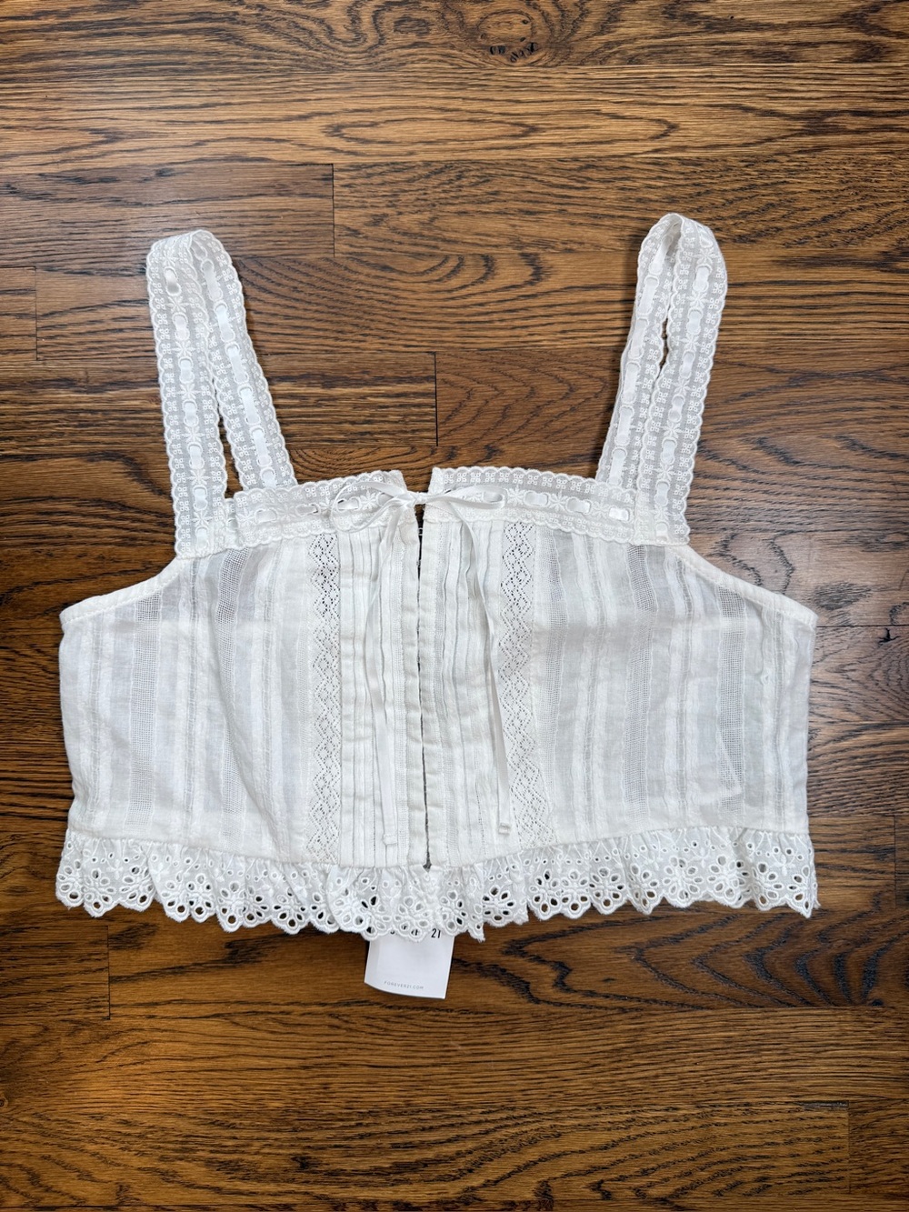 NWT Forever 21 Women’s Victorian White Lace Cami Fairy Romantic Crop Top Sz L